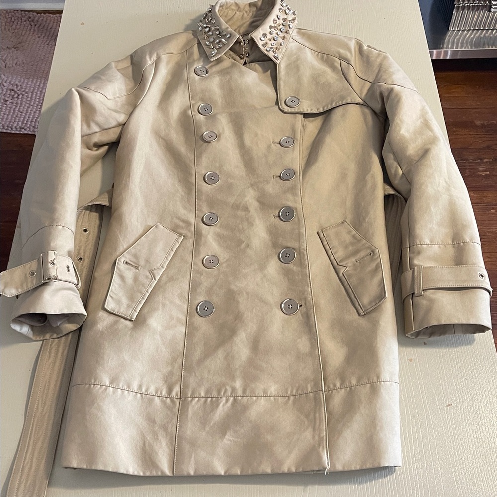 Sam Edelman Beige Double-Breasted Trench Coat